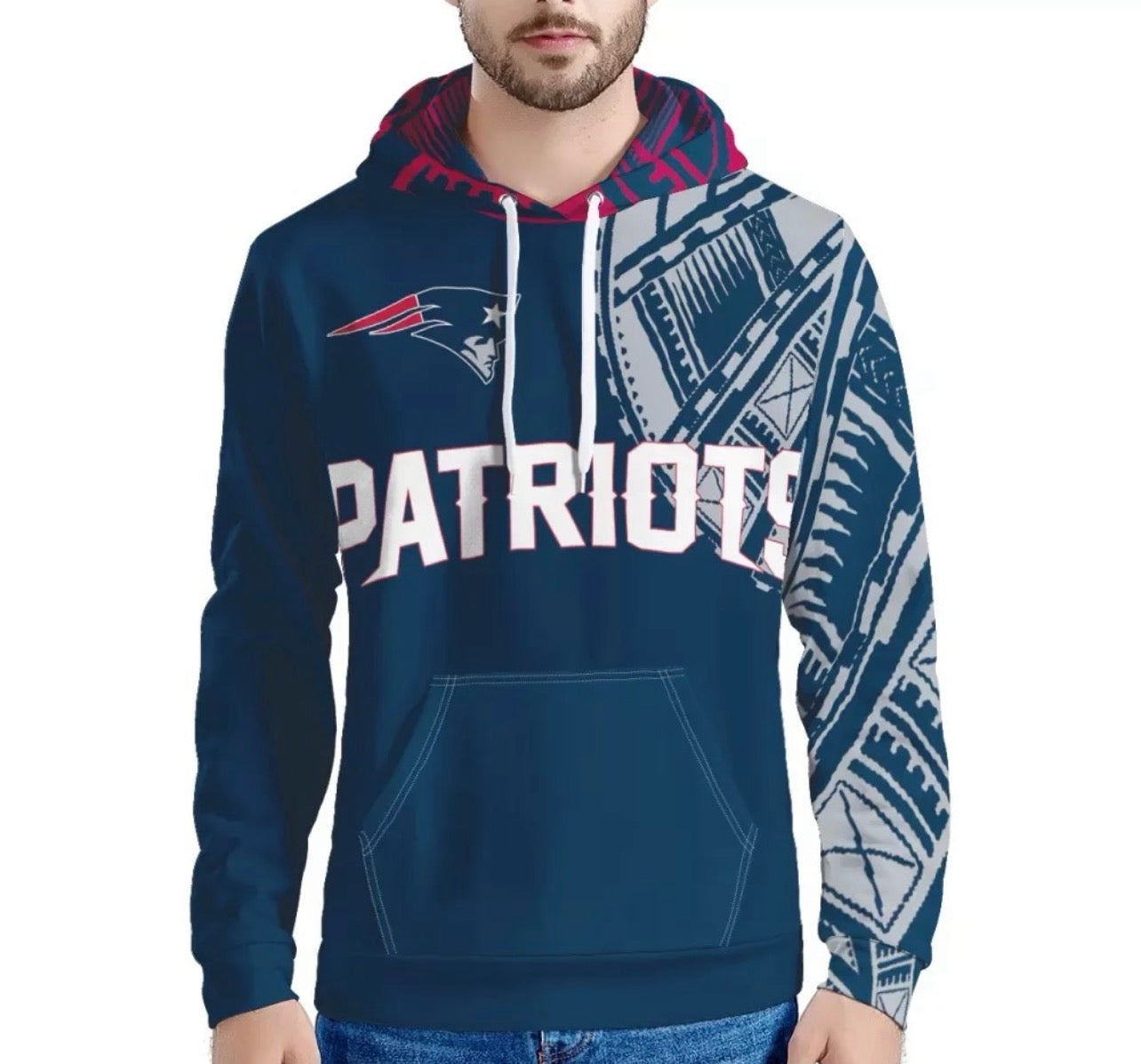 Patriots Tribal Design Hoodie | Polynesian NFL Hoodie