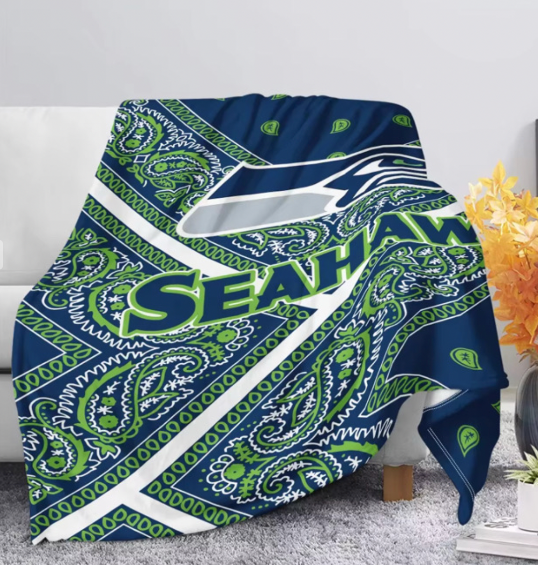 Custom Seahawks Football Bandana Fleece Blanket