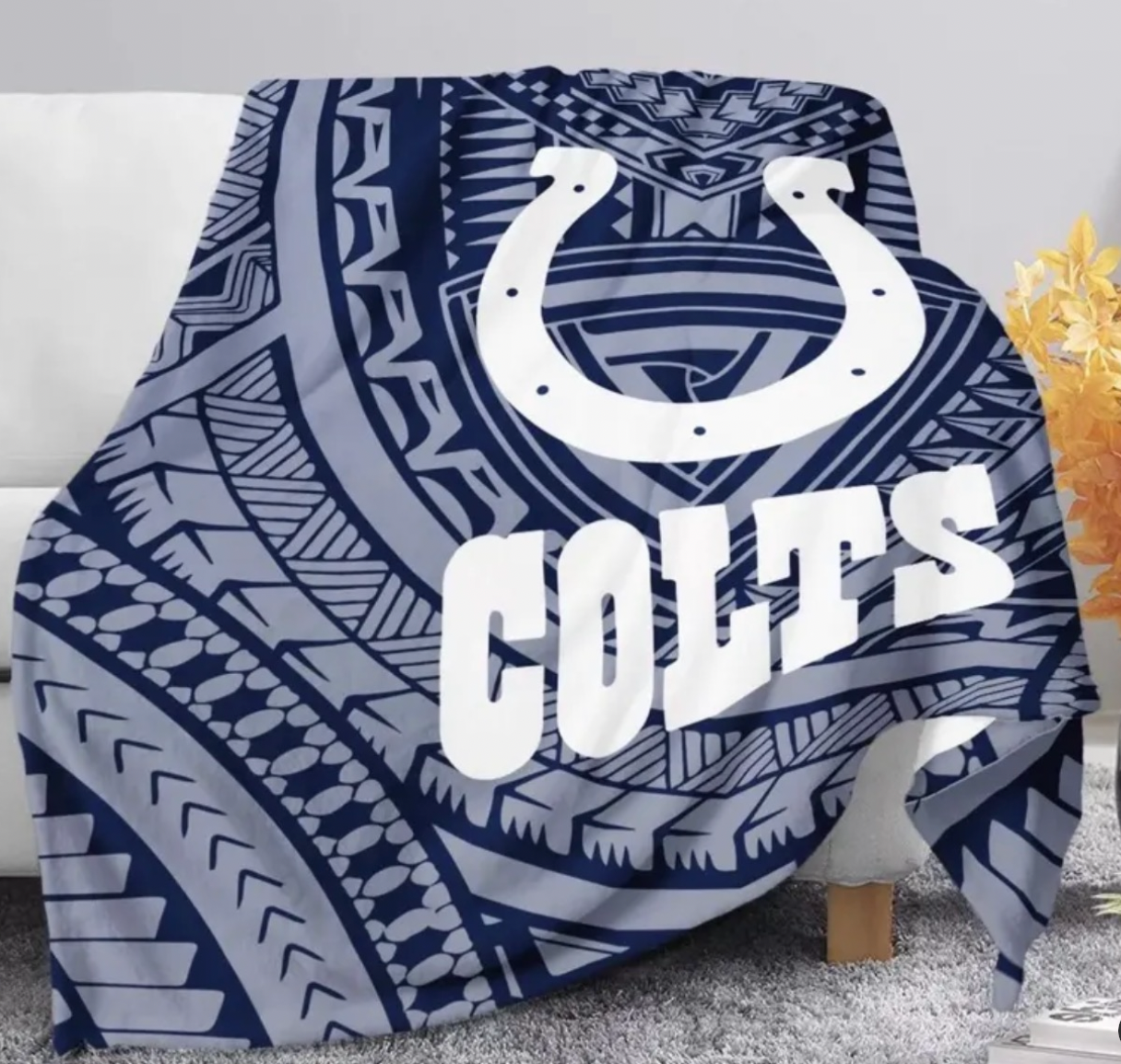Custom Colts Football Tribal Fleece Blanket