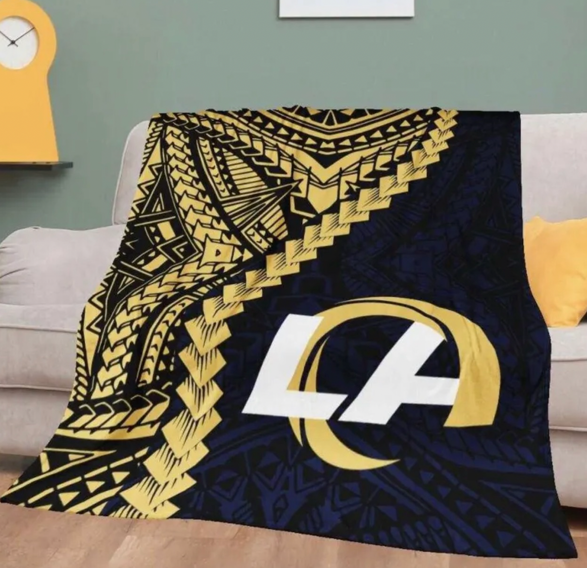 Custom LA Rams Football Tribal Fleece Blanket