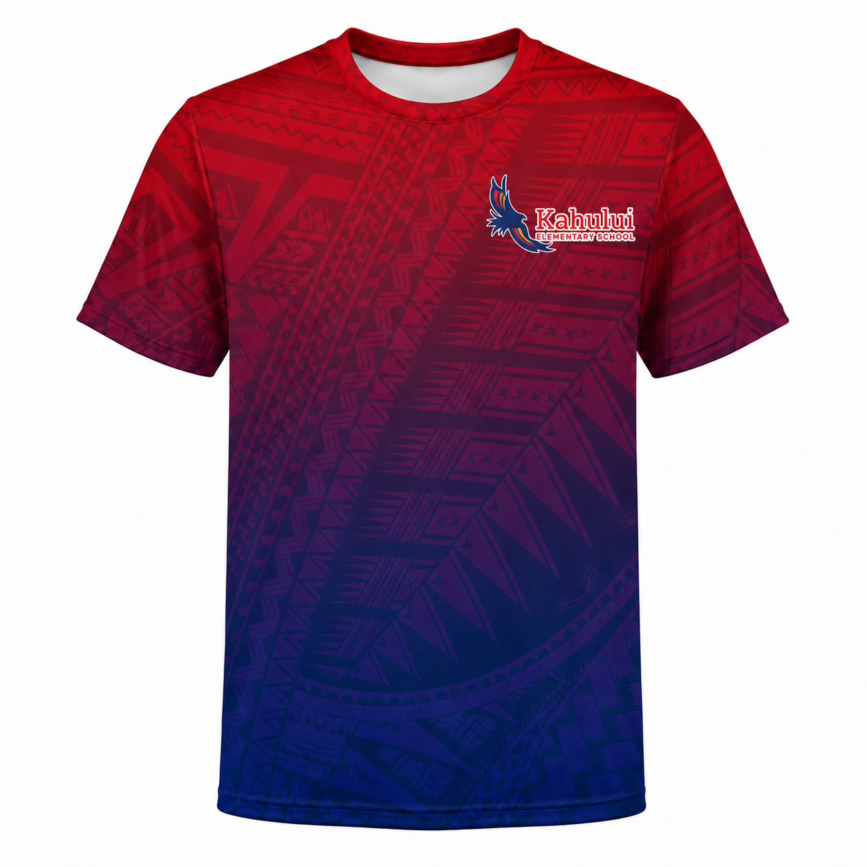 Kahului Elementary Dri-Fit Red & Blue Tribal T-Shirt