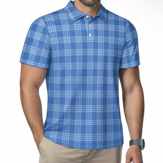 Hawaiian Royal Blue Palaka Polo Shirt