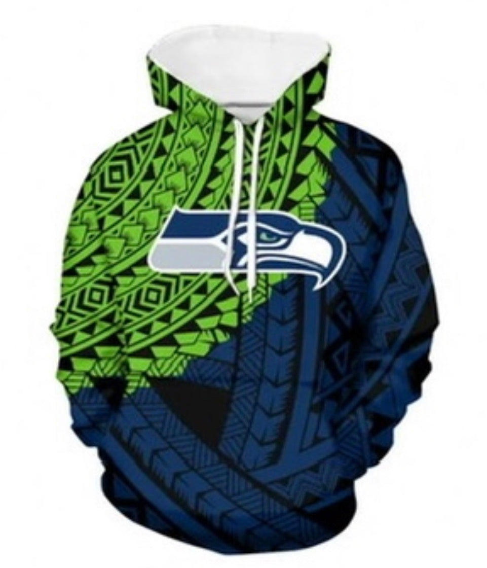 Seahawks Tribal Design Hoodie | Polynesian NFL Hoodie