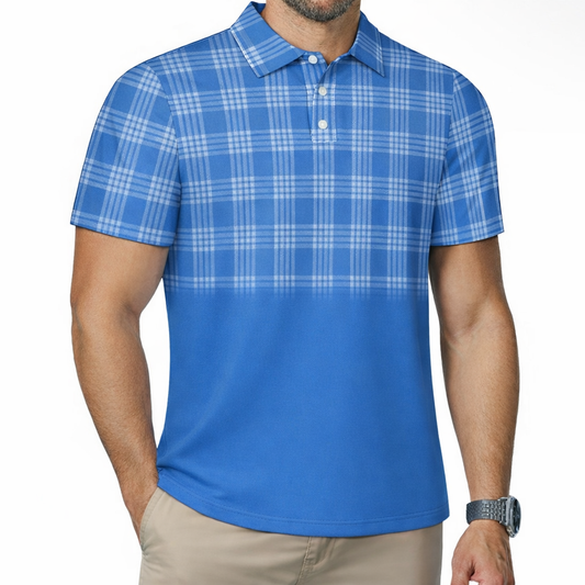 Hawaiian Royal Blue Faded Palaka Polo Shirt