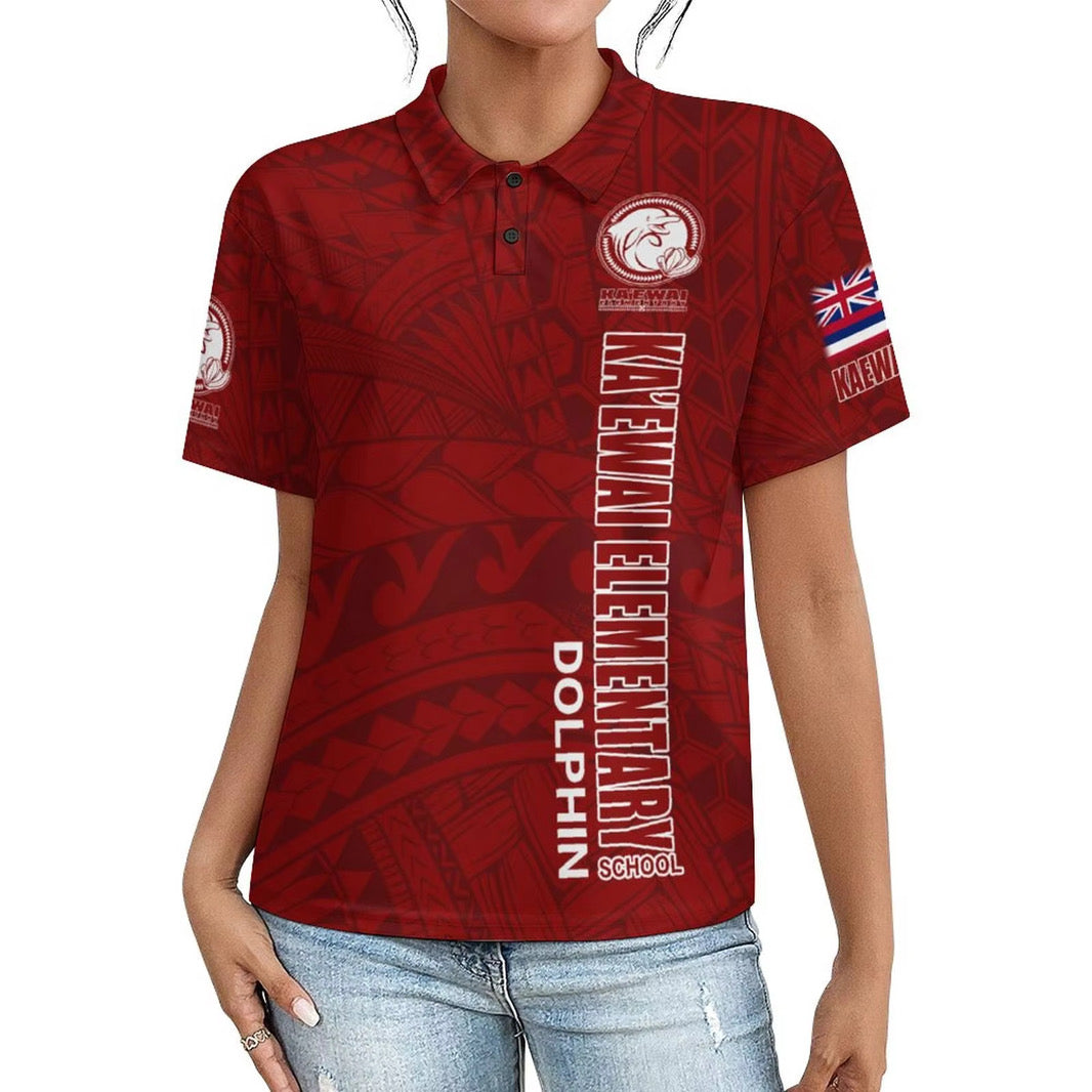 Women’s Ka’ewai Staff Polo Shirt (Tribal Design)