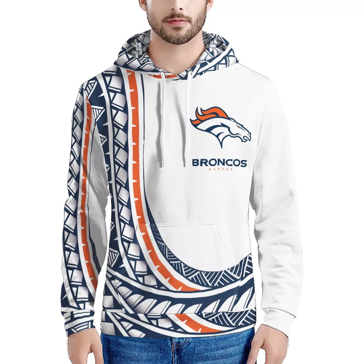 Denver Broncos Tribal Design Hoodie | Polynesian NFL Hoodie