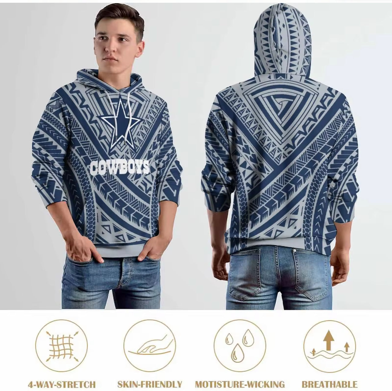 Dallas Cowboys Tribal Design Hoodie | Polynesian NFL Hoodie