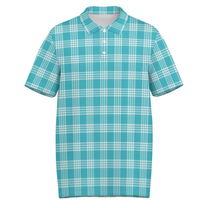 Hawaiian Turquoise Palaka Polo Shirt