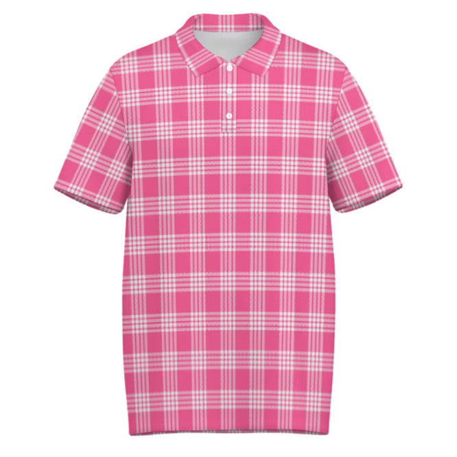 Hawaiian Pink Palaka Polo Shirt