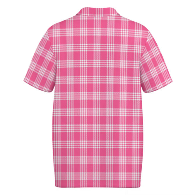 Hawaiian Pink Palaka Polo Shirt