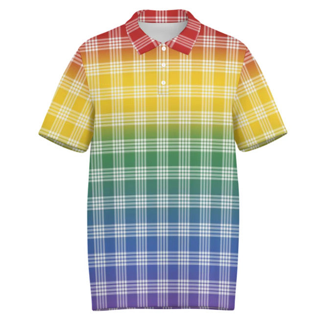 Hawaiian Rainbow Palaka Polo Shirt
