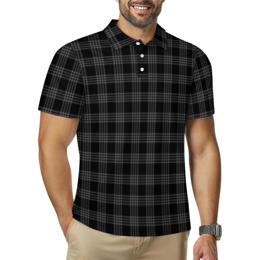 Hawaiian Black Palaka Polo Shirt