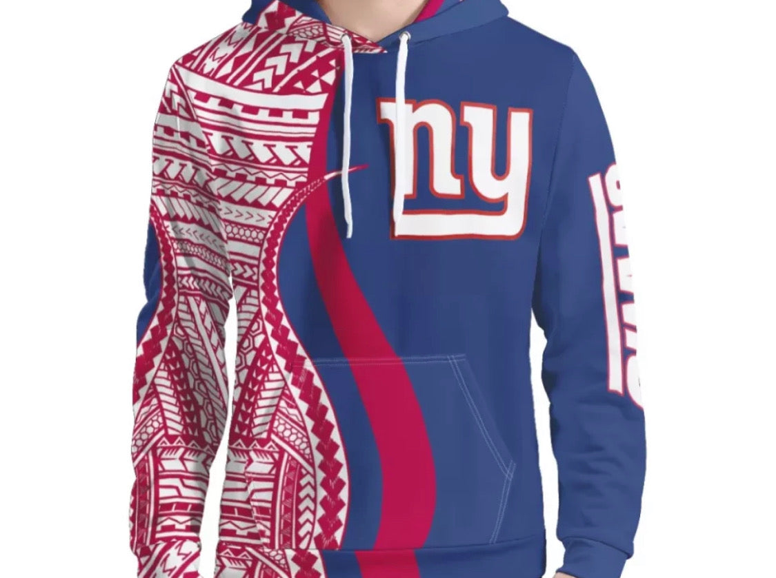 New York Giants Tribal Design Hoodie | Polynesian NFL Hoodie