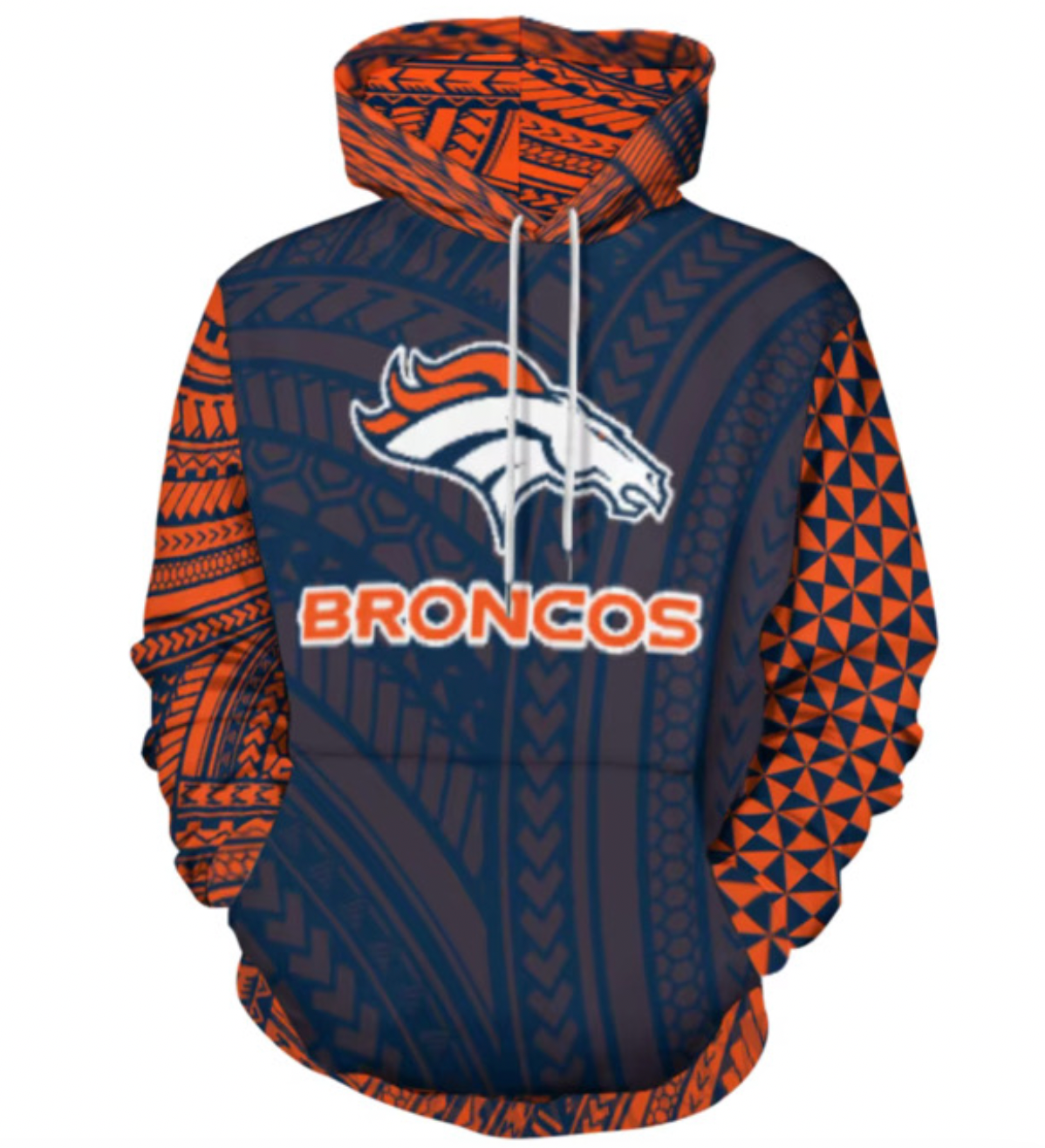 Broncos Tribal Design Hoodie | Polynesian NFL Hoodie