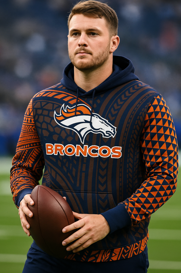 Broncos Tribal Design Hoodie | Polynesian NFL Hoodie