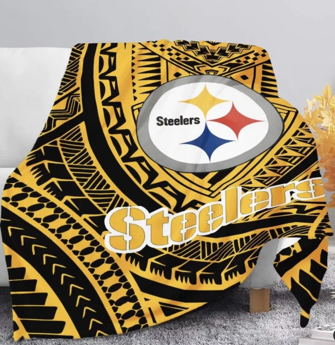 Custom Steelers Football Tribal Fleece Blanket