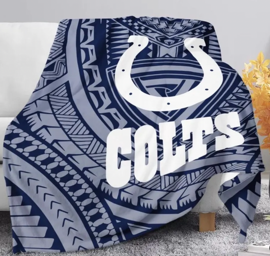 Custom Colts Football Tribal Fleece Blanket