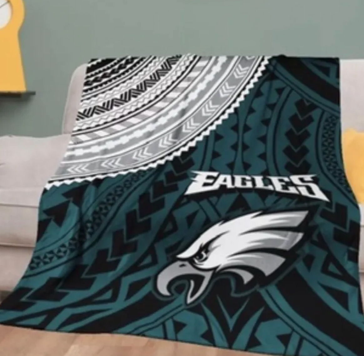 Custom Eagles Football Tribal Fleece Blanket