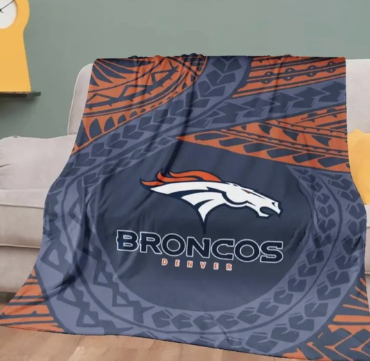 Custom Broncos Football Tribal Fleece Blanket
