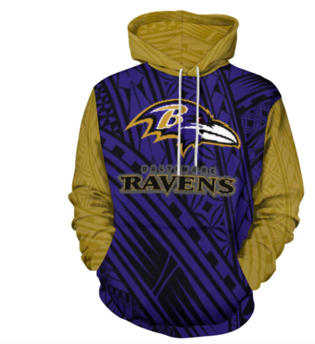 Ravens Tribal Design Hoodie | Polynesian NFL Hoodie