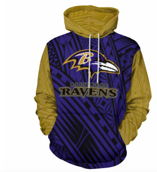 Ravens Tribal Design Hoodie | Polynesian NFL Hoodie