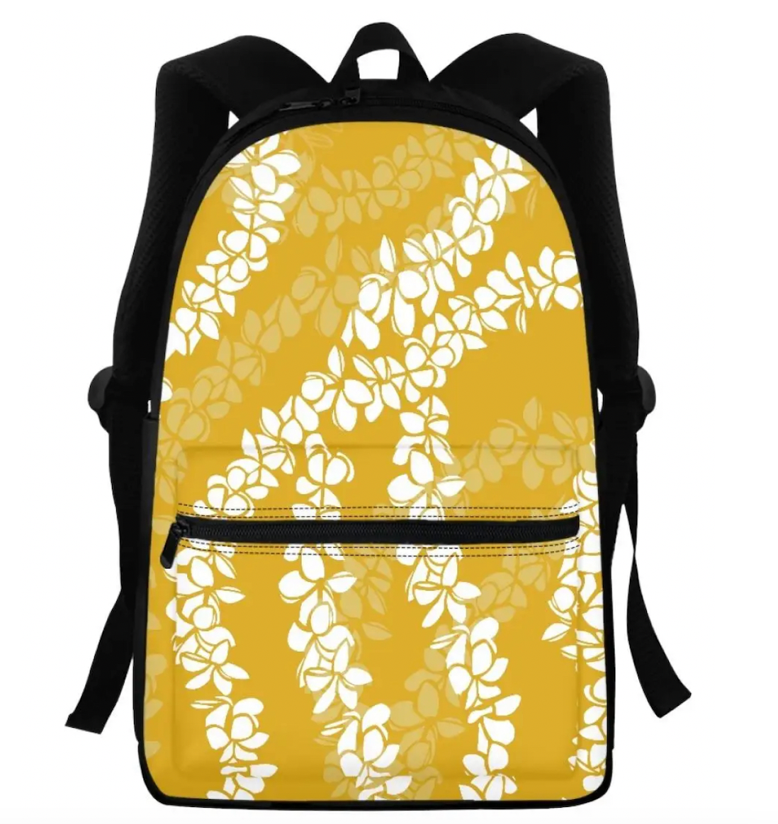 Yellow Flower Lei Wrap Backpack | Personalized School Bag | Polynesian Island Design