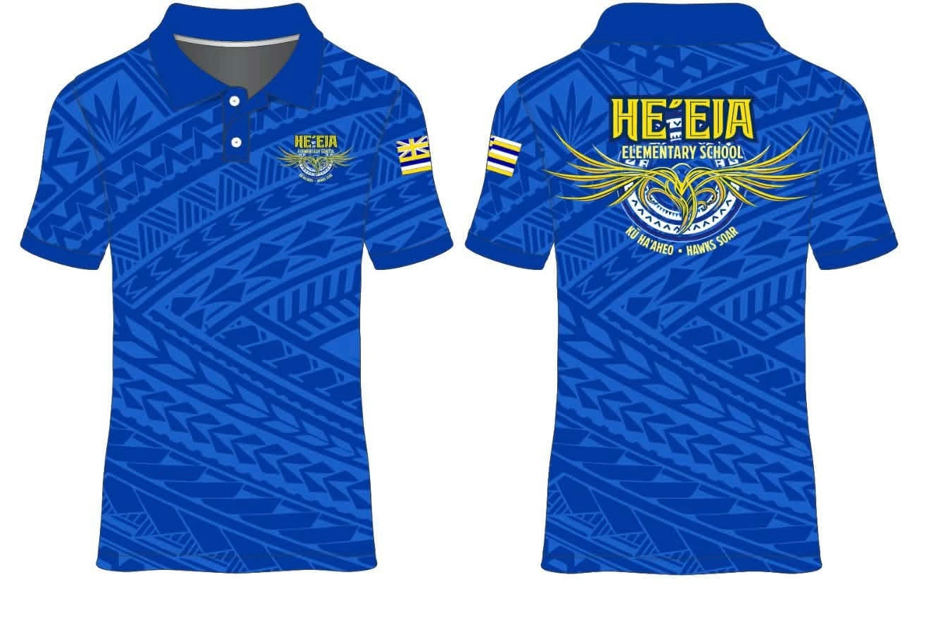 He'eia Elementary School Polo Shirt • Polynesian Tribal Design