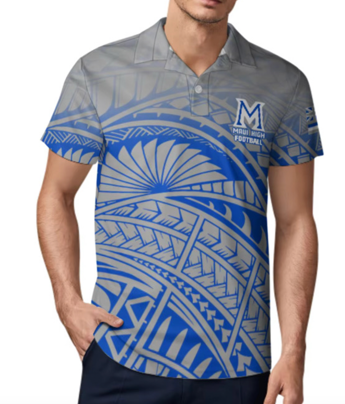 Maui High Football Polo Shirt • Polynesian Tribal Design
